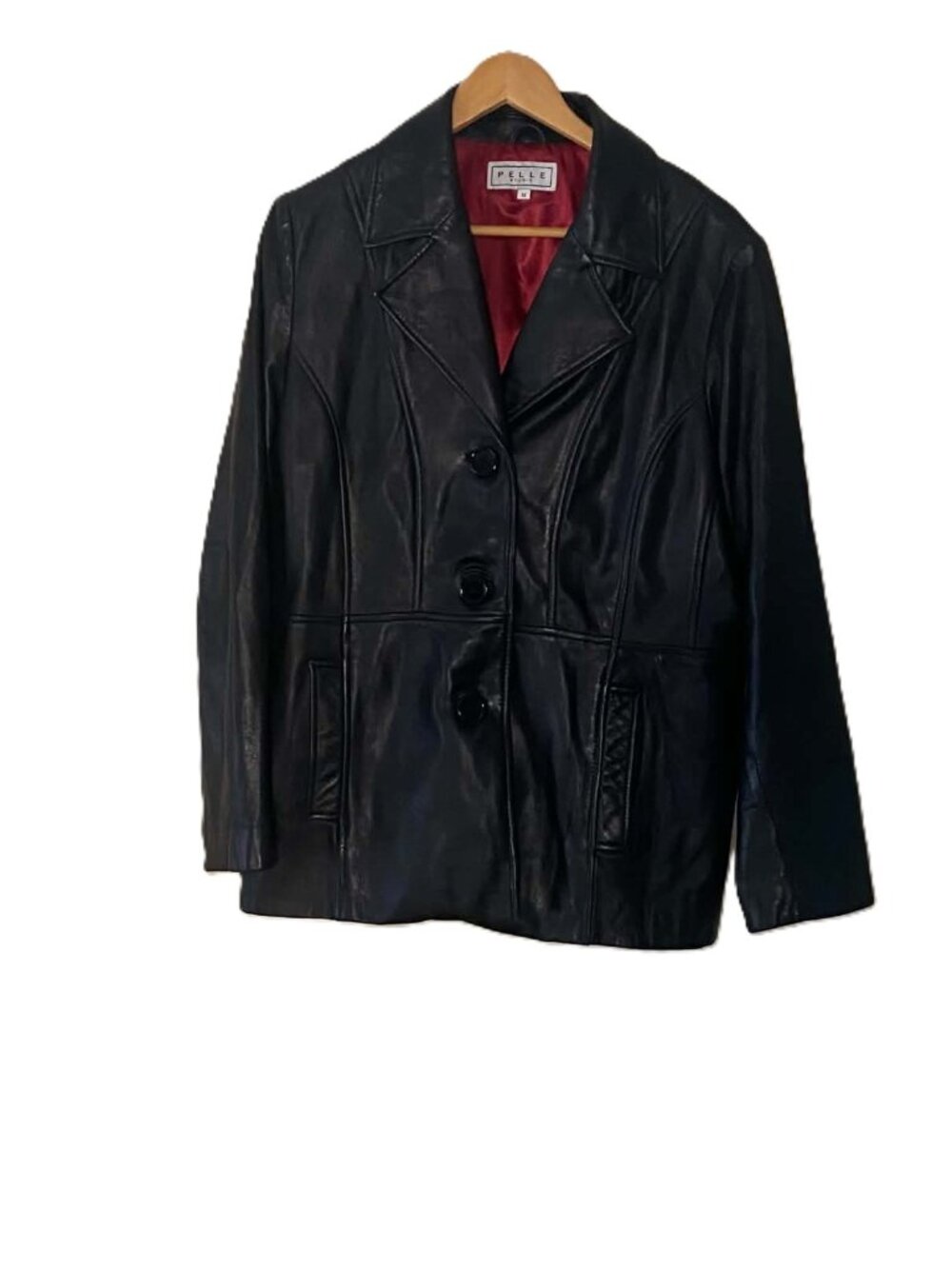 Vintage Wilsons Pelle Studio Women's Black Leather Blazer Coat Lined XL/1X